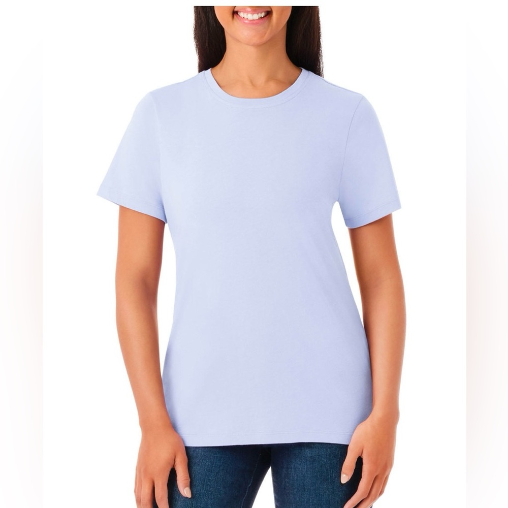 NWTS Member's Mark Women's Short Sleeve Crewneck Tee. Color: Blue Glacier
